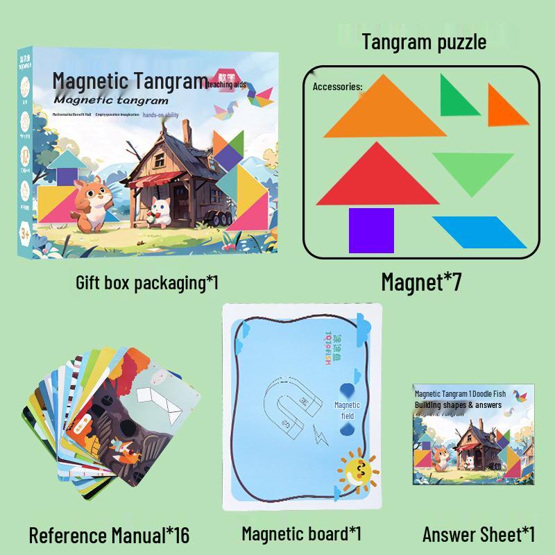 

Магнитная головоломка Танграм для детей 3-6 лет – Развивающая игрушка для учеников начальной школы и детского сада