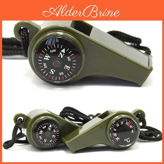 3in1 Compass With Whistle Survival Thermometer Hiking Outdoor Emergency Gear