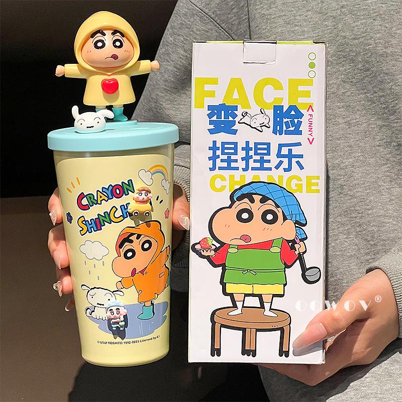 Crayon Xiaoxin joint stainless steel thermos cup new desktop straw water cup coffee cup birthday gift girl