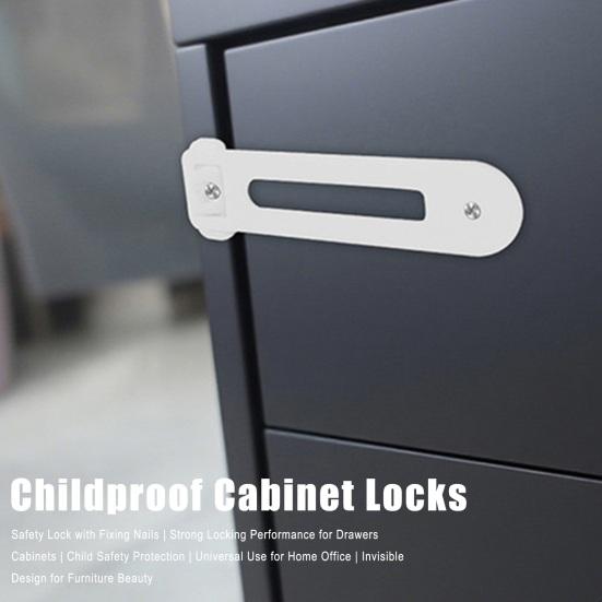Cabinet Safety Lock with Screws Multi-Purpose Drawer Cupboard Child Proofing Safety Buckle Baby Proof Security Latch Lock