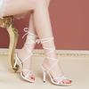 Fashion 2025 Summer New Women's Super High Heel Sandals Round Toe Solid Color Open Toe Sexy Comfortable High Heels Women's Large Size