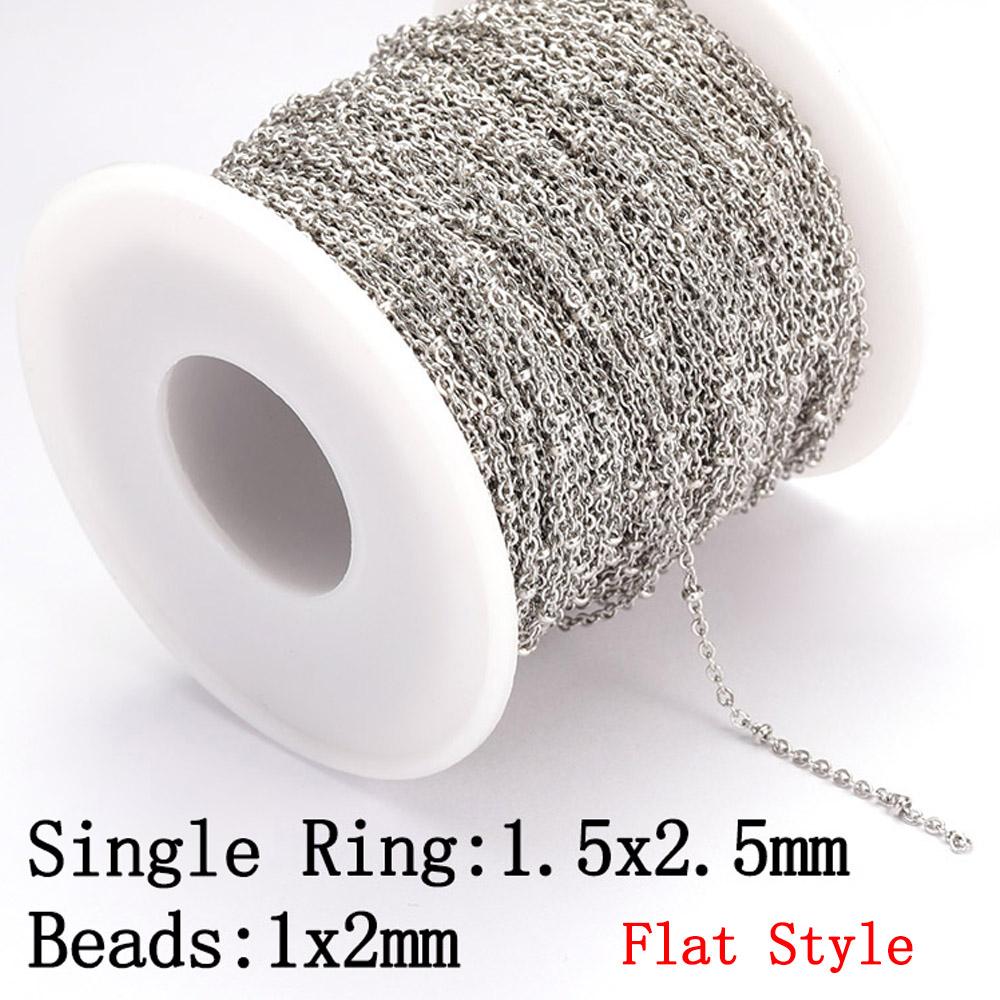 2Meters Stainless Steel Beaded Cable Link Clip Gold Beads Ball Chain DIY Anklet Necklaces Bracelet Jewelry Making Wholesale