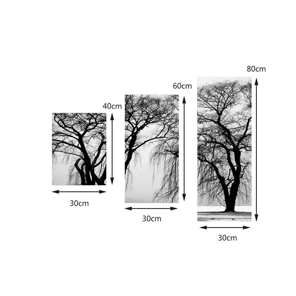 5 Panels Withered Tree Painting On Polyester Grey Background Wall Art Home Decoration for Living Room Bedroom