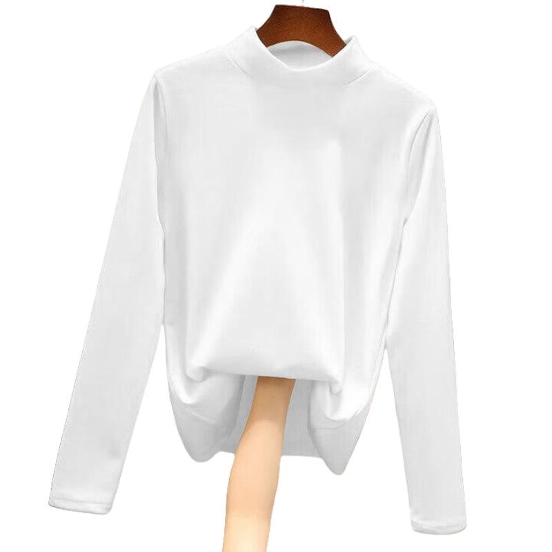 Winter Velvet High Neck Base Layer - Stylish Long Sleeve Top