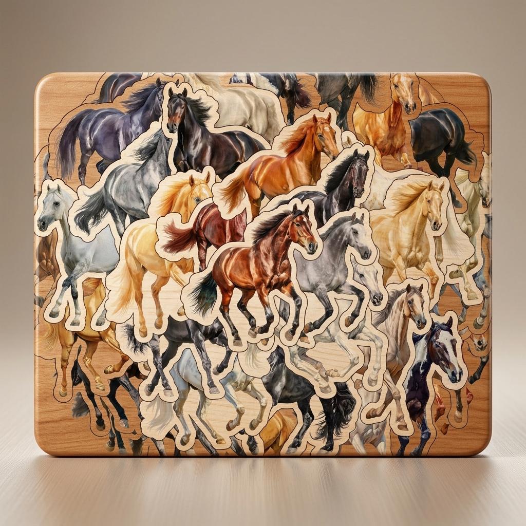 50Pcs Cute Horse Watercolor Stickers Waterproof Decals for Phone Cup Decoration