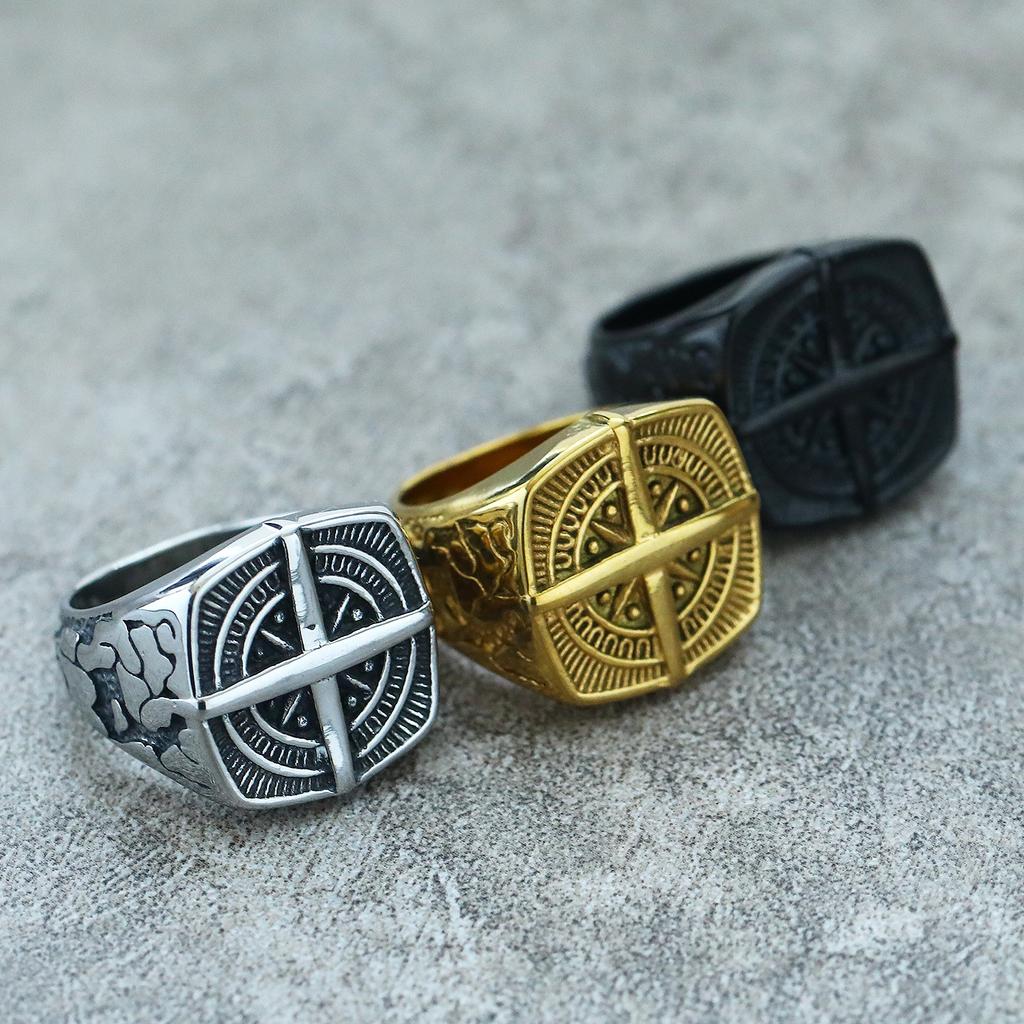 Viking Stainless Steel Ring Anchor Compass Tree of Life Nordic Viking Rune Wolf Ring for Men Women Fashion Hip Hop Punk Boyfriend Jewelry
