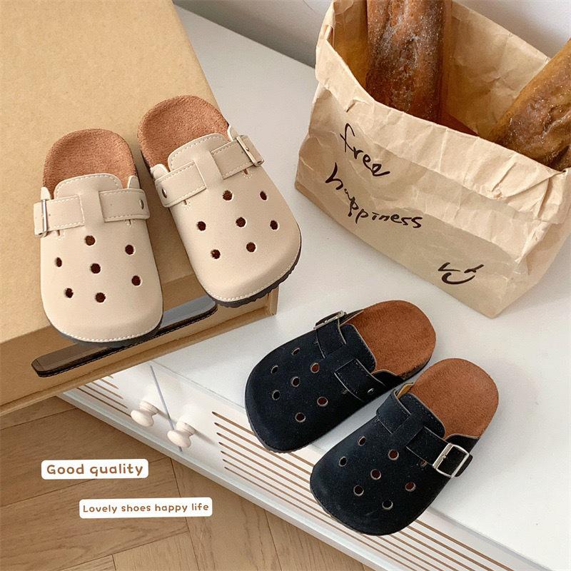 Kids' Retro Birkenstock Sandals - Spring/Summer Closed Toe Non-Slip Casual Half Slippers for Boys & Girls