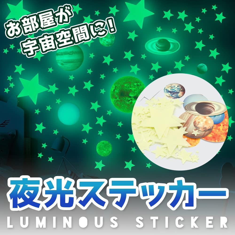 Glow-in-the-dark sticker, solar system wall sticker, solar system, for kids' room (small planet)
