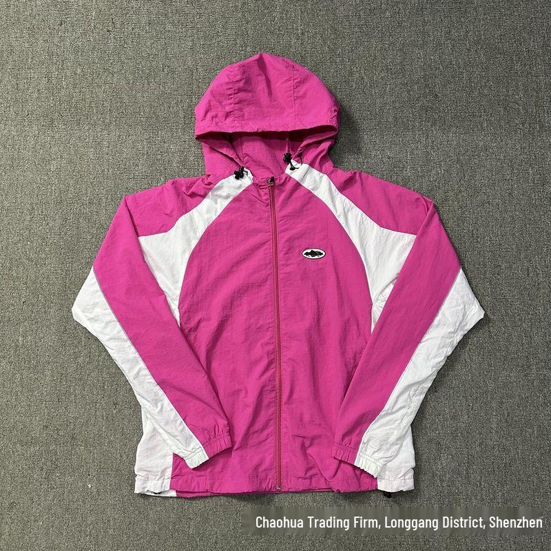 Corteiz Devil's Island Patchwork Softshell Hooded Windbreaker - Men's & Women's Trendy Mountaineering Jacket