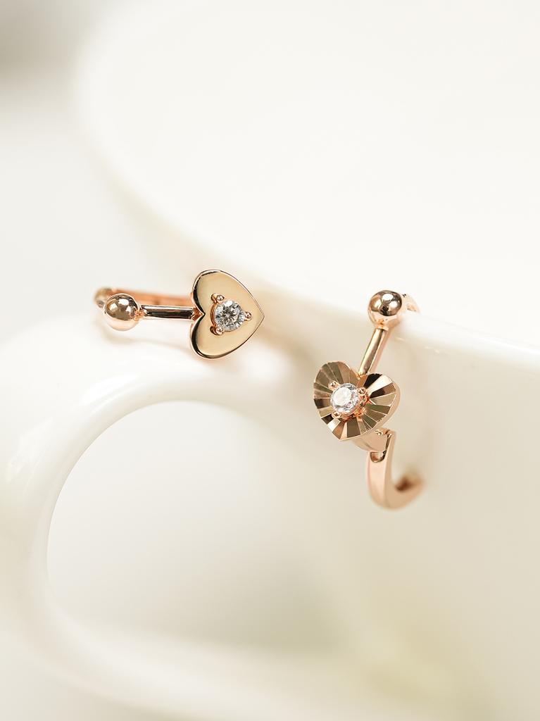 Minimalpiercing 14K 18K Ball Heart One-Touch Earrings