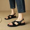 Fashion 2024 New Summer Sandals Women open Toe Low Heel Fashion Women Shoes Genuine Leather Simplicity Sandals for Women Flat Sandals