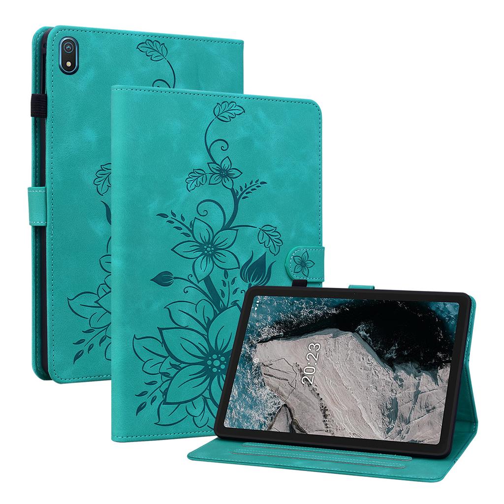 Custodia per Tablet in Pelle PU Squisito Design Floreale Goffrato per Nokia T20