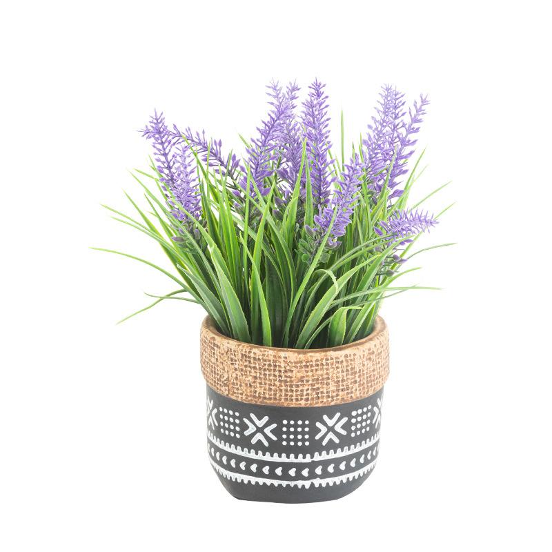Artificial Plant Potted Plant Simulation Lavender Desktop Office Decoration Ornament Artificial Fake Flower Lavender Decorative Potted Plant