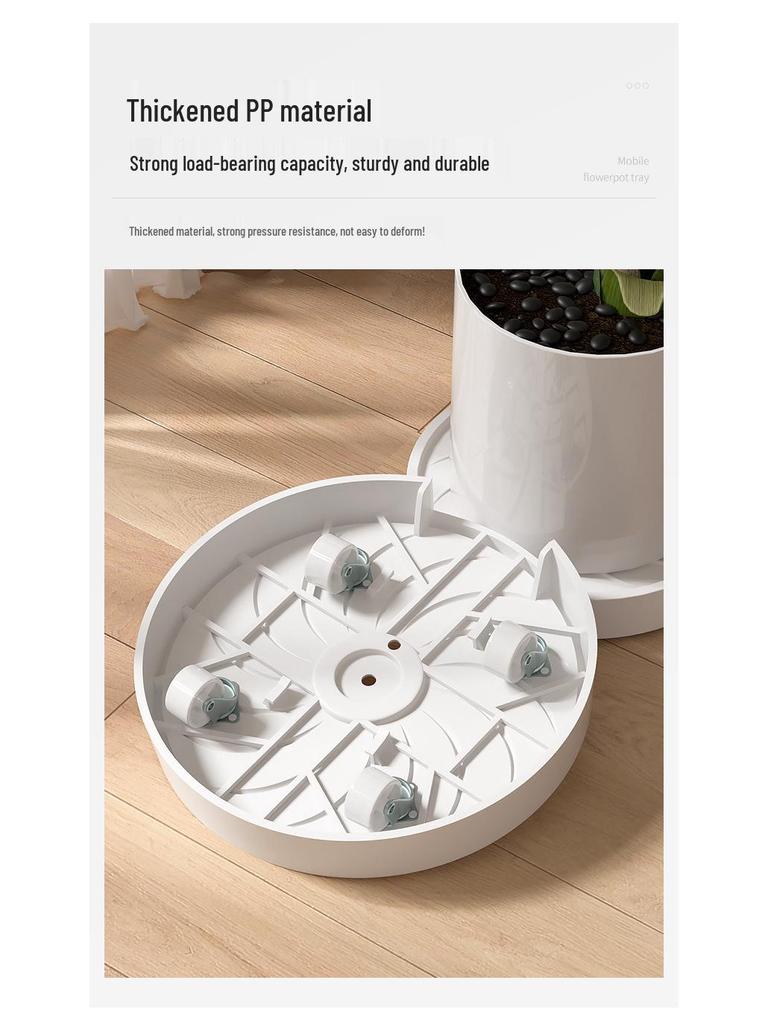 Large Flower Pot Mobile Tray with Hidden Wheels, High Load Capacity, Thickened Plastic