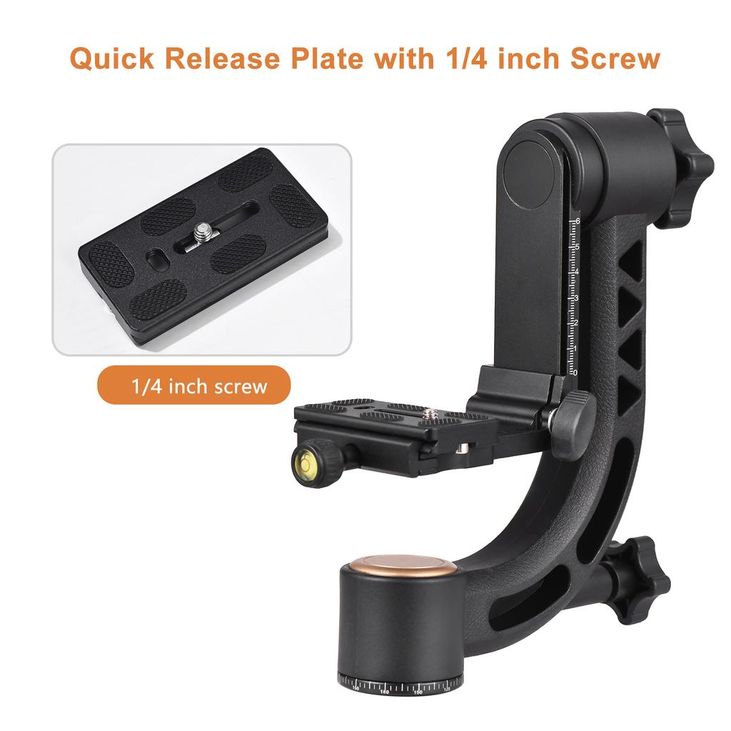 Cabezal de trípode con cardán panorámico de 360 grados, resistente, aleación de aluminio, capacidad de carga de 15kg/33lbs con 1/4 de pulgada