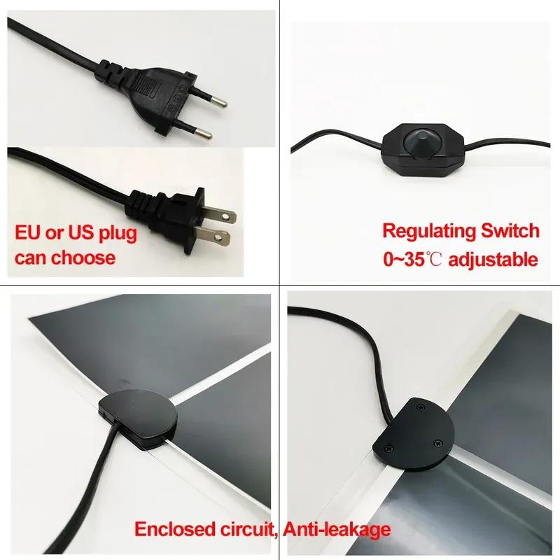 

110В/220В с вилкой США/ЕС, Регулируемый контроль температуры, Рептилия, Дальний инфракрасный нагревательный коврик 110V US 28W
