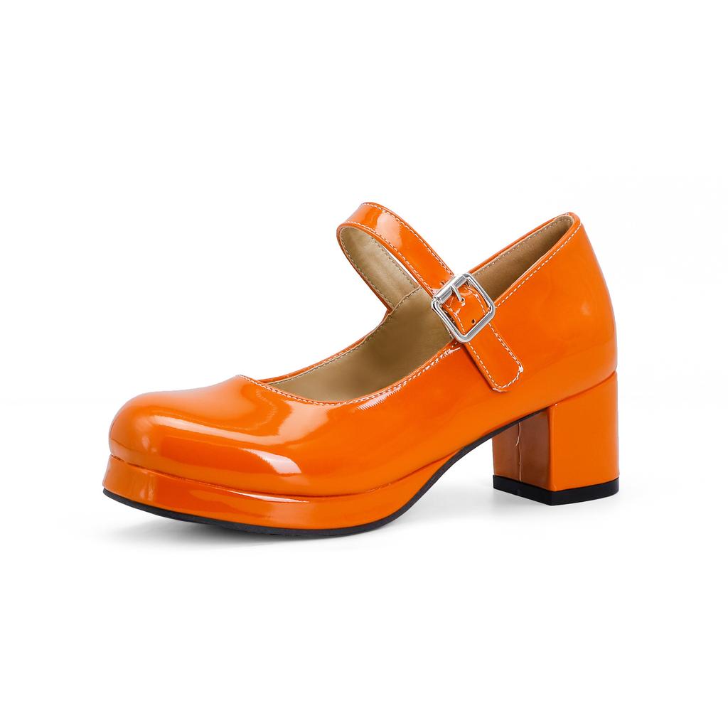 Women High Heels Girls Shoes Patent Leather Princess Lolita Shoes Fashion Girls Party Wedding Shoes Round Toe Ladies Pumps 30-43