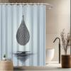 Fingerprint Pattern Shower Curtain - Water Drop Digital Art, Modern Black & White Polyester,Contemporary Bath Decor