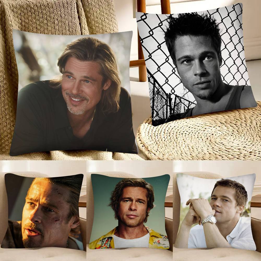 Actor Brad Pitt Pillow Case Fashion Square Pillowcase Bedroom Sofa Room Ins Decoration Leisure