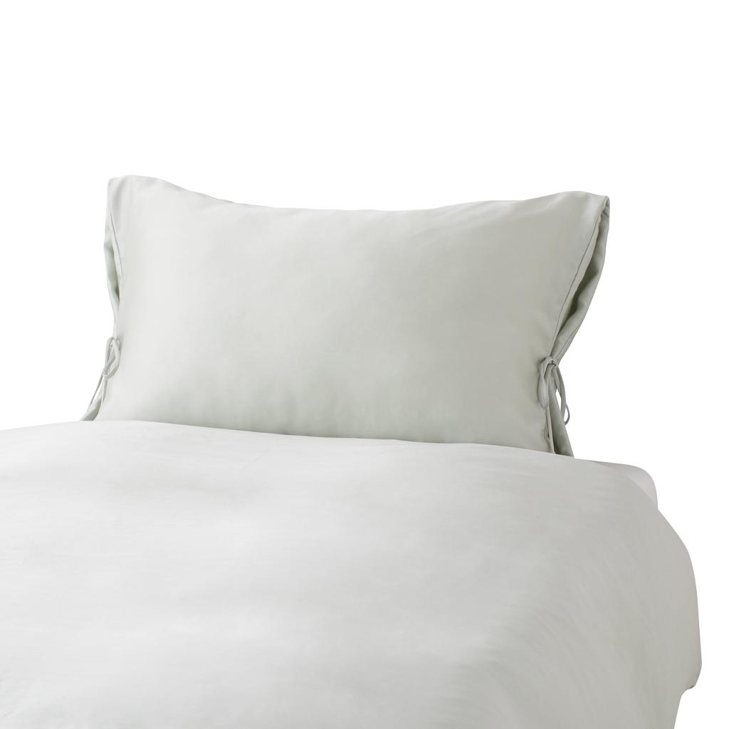 Francfranc Slim Ribbon Pillowcase, CICA-processed, Light Green, 70cm X 50cm, Rayon, Soft and Smooth, Bedding