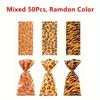 50 Pack Animal Print Gift Bags with Twist Ties - Giraffe, Leopard, Tiger Pattern Polypropylene Candy Bags for Party Favo