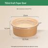 Kraft Paper Disposable Bowl - Ideal for Rice, Salad, Lunch, Takeout, Fast Food, and Fruit.