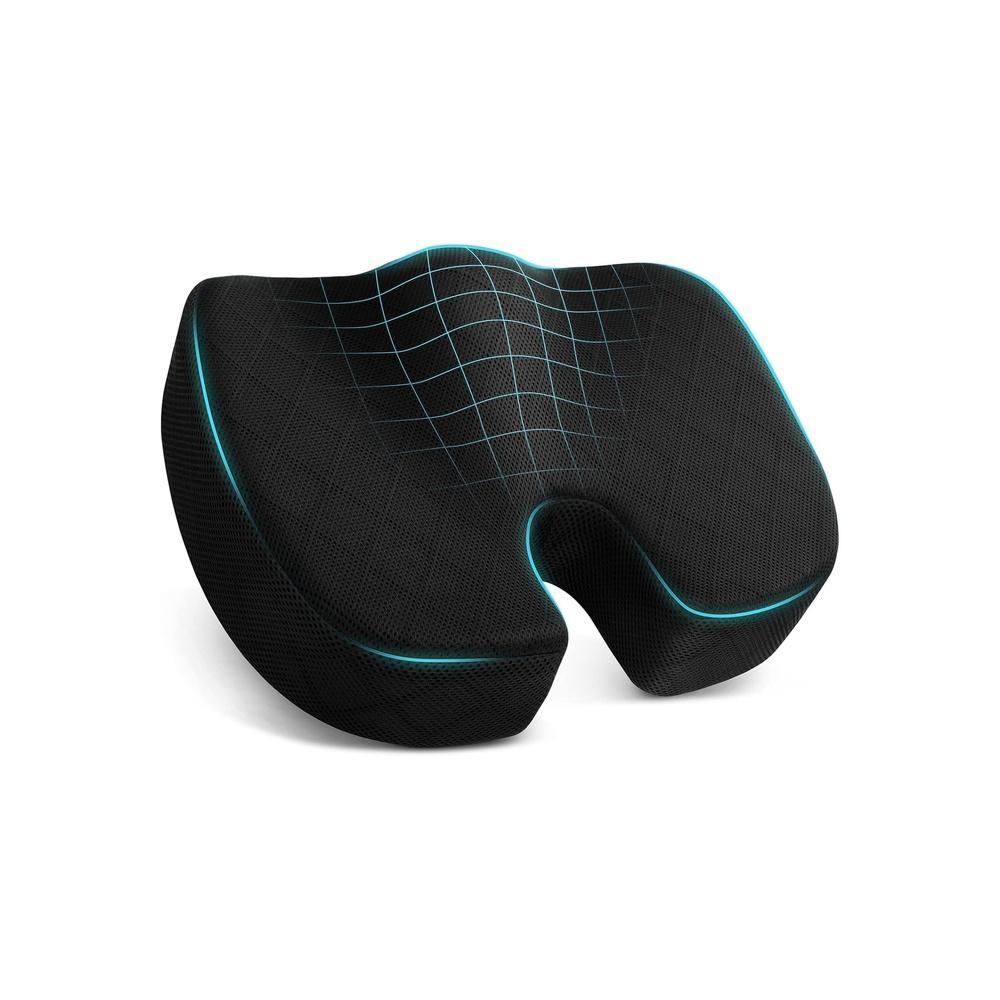 

Non-Slip Memory Foam Seat Cushion for Office/Car Sciatica & Tailbone Pain Relief Coccyx Chair Pad for Desk Wheelchair and Driving (Black)