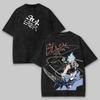 Camiseta de Algodão Lavado Raglan Unissex Soul Eater Black Star Lado Duplo