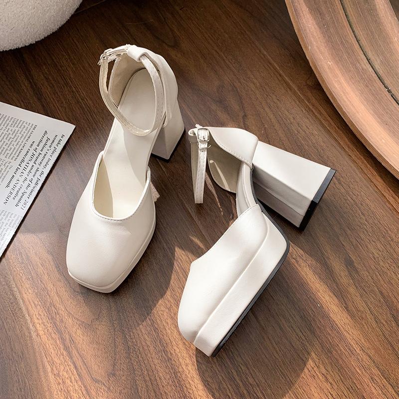 

Туфли Барби женские 2025 корейская версия женские новые туфли лето толстый каблук высокий каблук водонепроницаемая платформа полая Мэри Джейн одинарные туфли 43