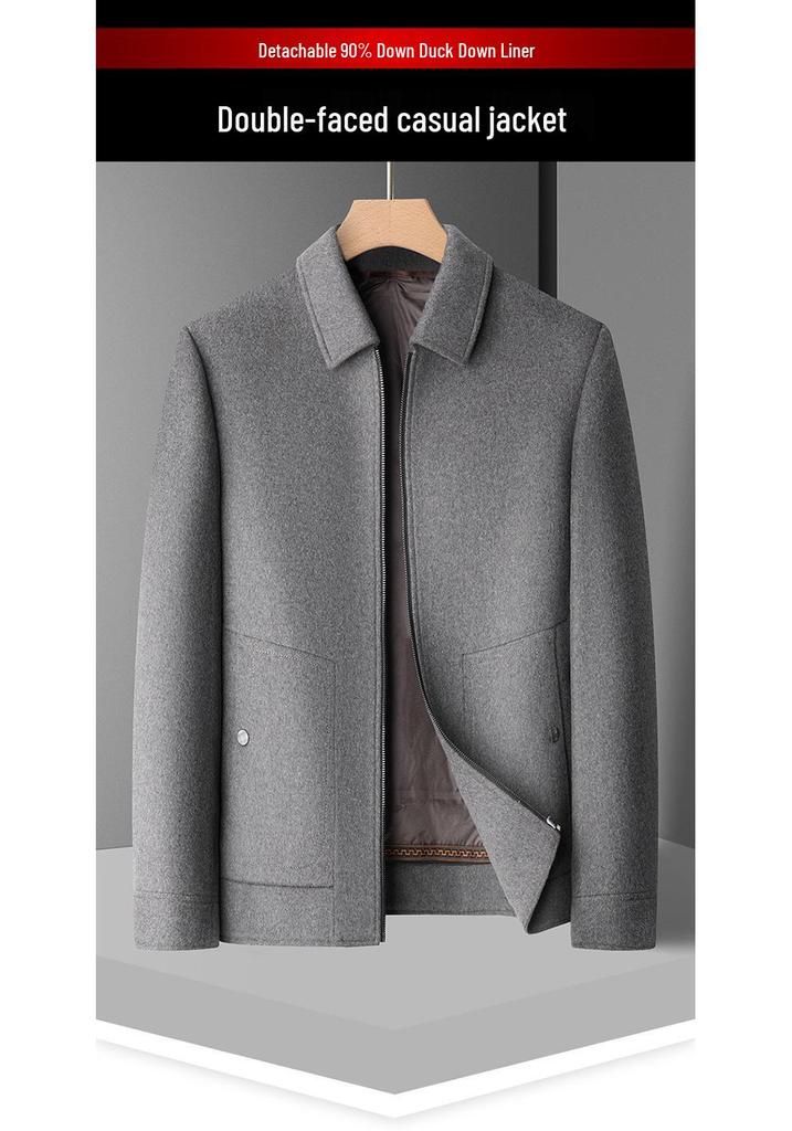 Premium Wool Tweed Coat for Middle-aged and Elderly Men - Warm, Large Size, Lapel Jacket for Winter