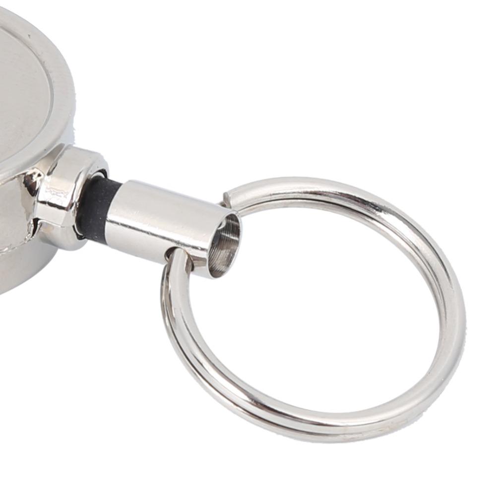 2 Pcs All Metal Key Ring 2.5cm Retractable Keychain Durable ID Badge Holder  Camping