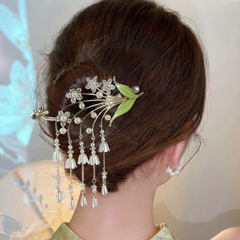 Koreanische Quasten-Haarklammern Exquisite Metall-Blumen-Haarspangen Für Frauen Mädchen Haarschmuck