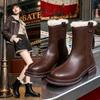 British Style Brown Martin Boots Women's Autumn and Winter New Velvet Snow Boots Thickened Cotton Boots Short Boots
