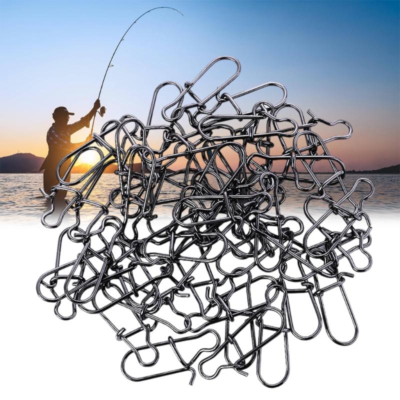 50Pcs Fishing Lures Connector High Strength Fishing Snapping Swivels Hook Snapping Pin Easy Snapping Fishing Hook