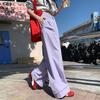 Autumn Winter Purple Vintage Drape Straight Relaxed Wide Leg Denim Pants For Women Casual Pants Oversize Denim Trousers