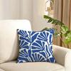 Elegant Blue Floral Cushion Cover Reversible Plush Pillow Cover Soft Fluffy Home Decor for Sofa Bedroom
