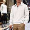 2026 Men's Heavyweight Textured Lapel Zip Polo Sweatshirt for Spring/Autumn