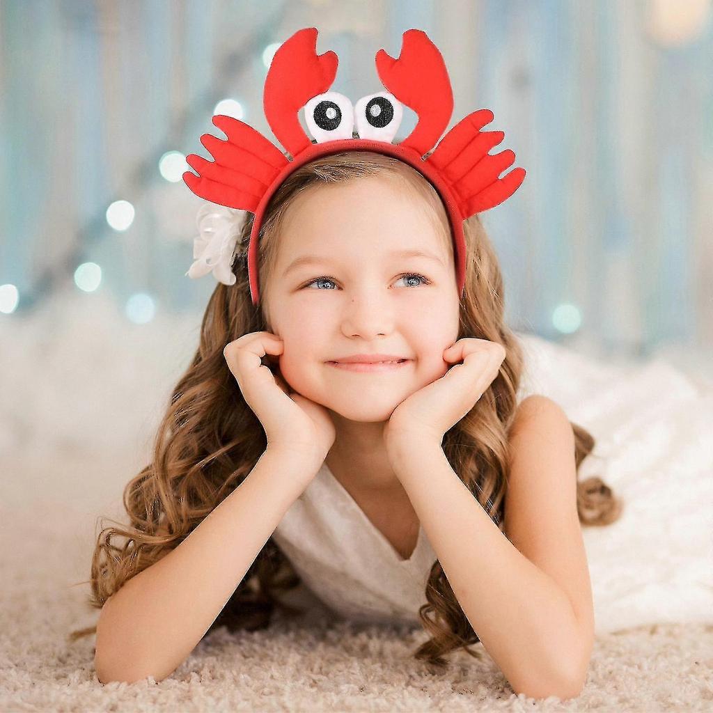 Red Crab Plush Hair Bands Creative Big Eye Crab Headband Adorable Hair Hoops Decorative Headdress Funny Favors Supplies Ornaments-FCY
