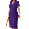 Spring/Summer 2026 Women's Elegant Short-Sleeve Plus Size Solid Color Dress