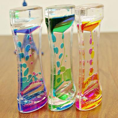 Double Colors Oil Hourglass Liquid Floating Motion Bubbles Timer Desk Decors CLE