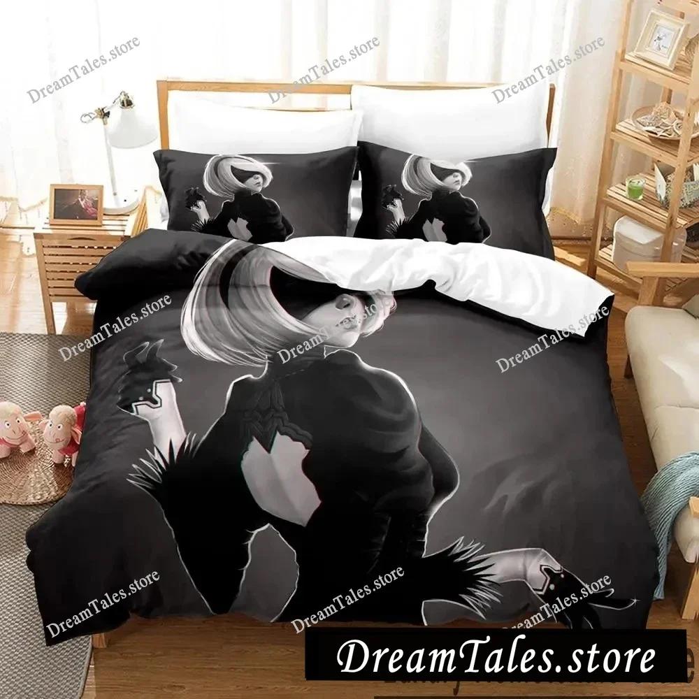 Home Textile Cartoons NieR Automata 2B Cover Duvet Cover Pillow Case Boy Girl Polyester Bedding Set King Queen Twin Size
