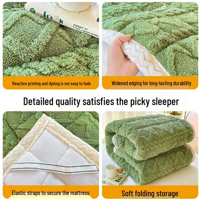 Winter Velvet Taffeta Mattress Topper - Thickened Milk Velvet Pad for Single Beds