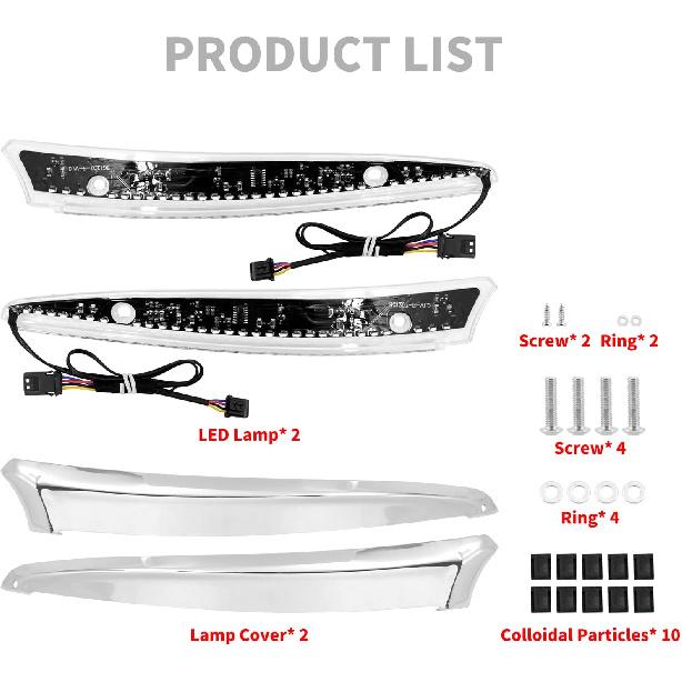 Windshield Trim Lights Windscreen Fairing LED Turn Signals Lamp Running Light Fit for Harley Road Glide FLTRXS FLTRK FLTRX 2015-2025 (Chrome)