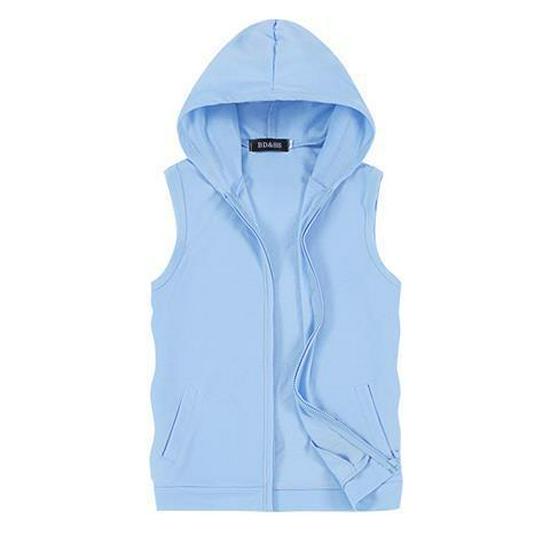 Men's Slim Fit Hooded Sleeveless Vest - Spring/Autumn, Plus Size, Lightweight Fitness Cardigan