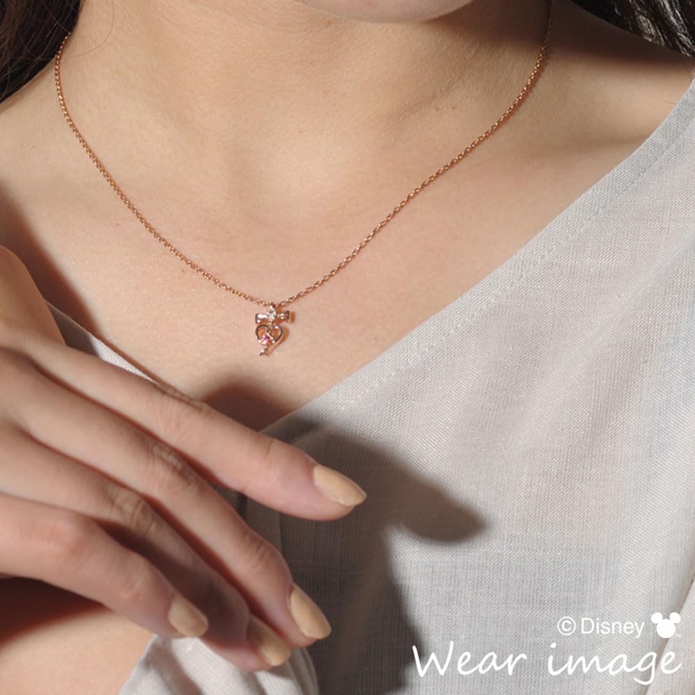 Disney Minnie Mouse Silver Pendant with Heart and Ribbon, Cubic Zirconia (VPCDS W0043)