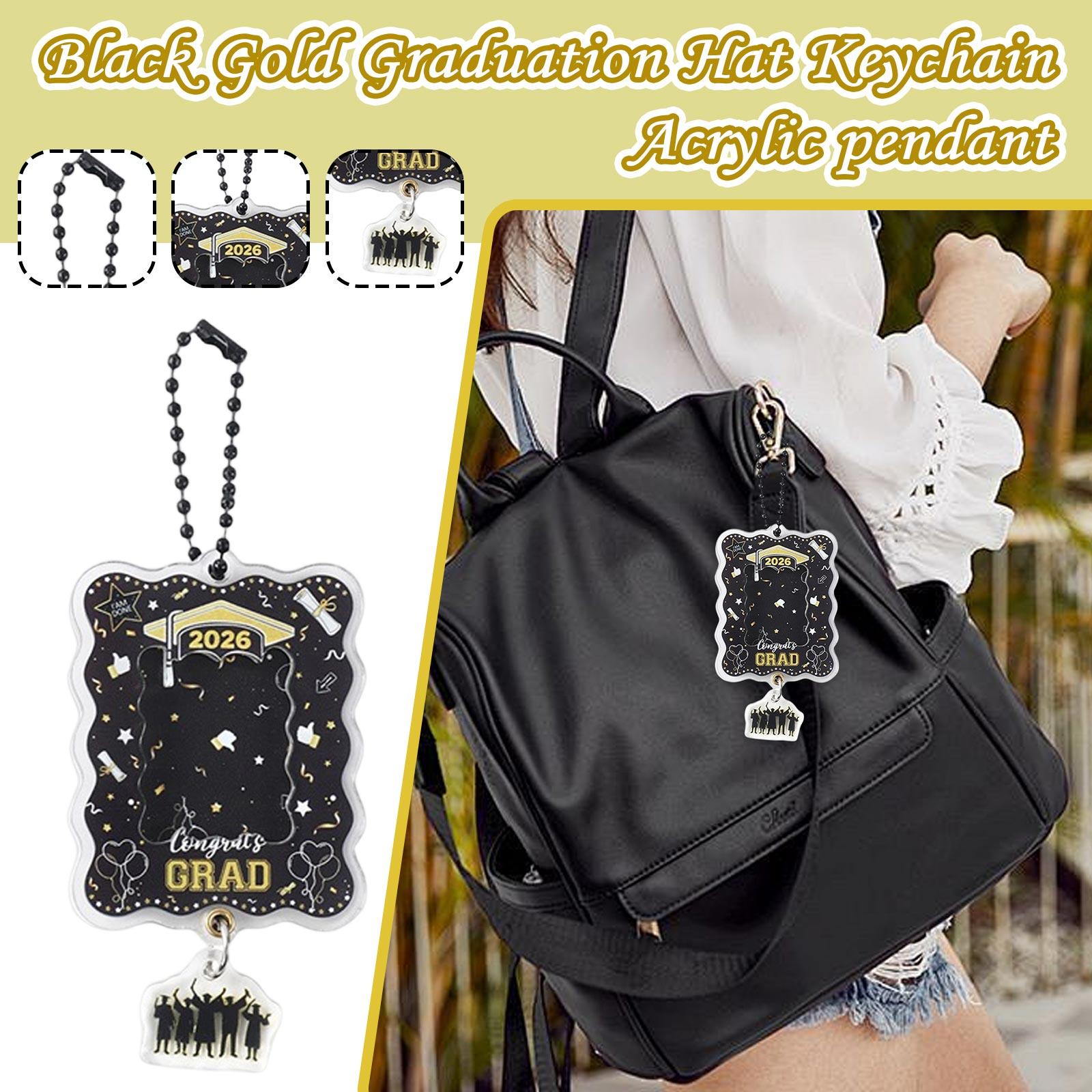 Acrylic Graduation Keychain with Graduation Cap Design 2026 Year Graduation Souvenir Small Hanging Pendant with Ball Chain for Keys or Bags One Size