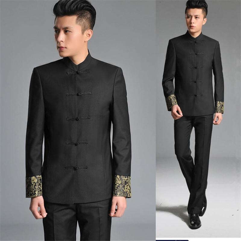 Men's Youth Slim Fit Zhongshan Suit: Stand Collar Casual Chinese Style Wedding Dress 16
