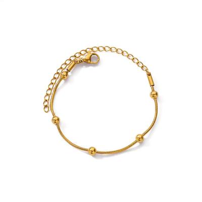 Minimalist Gold Beaded Snake Chain Bracelet for Women Stainless Steel Adjustable Dainty Ball Bracelet Minimalist Jewelry Gift