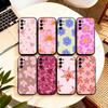 Flower P-Pattern  Phone Case For Samsung S25,S24,S21,S22,S23,S30,Ultra,S20,Plus,Fe,Lite,Note,10,Black Cover