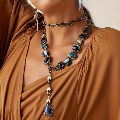 Collana lunga in stile retrò europeo e americano con catena per maglione